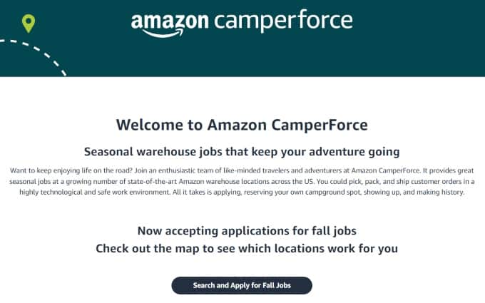 get a seasonal job at amazon camperforce 