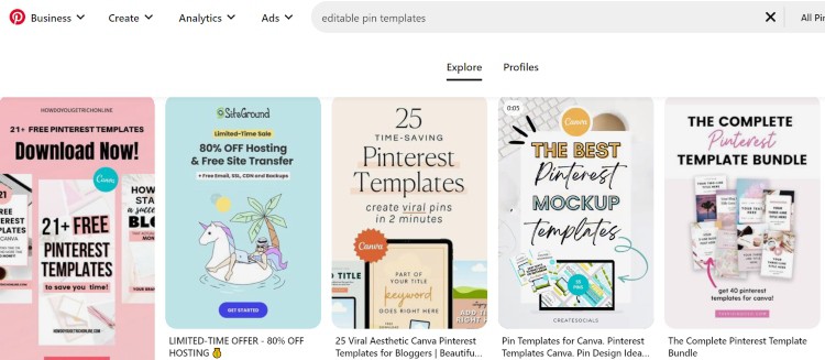 sell pin templates online