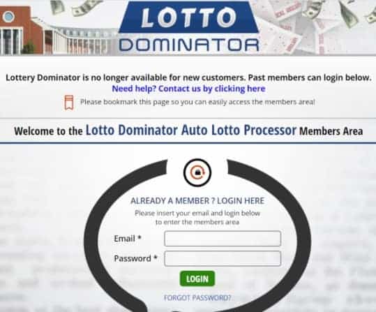lottery dominator members site is currently closed