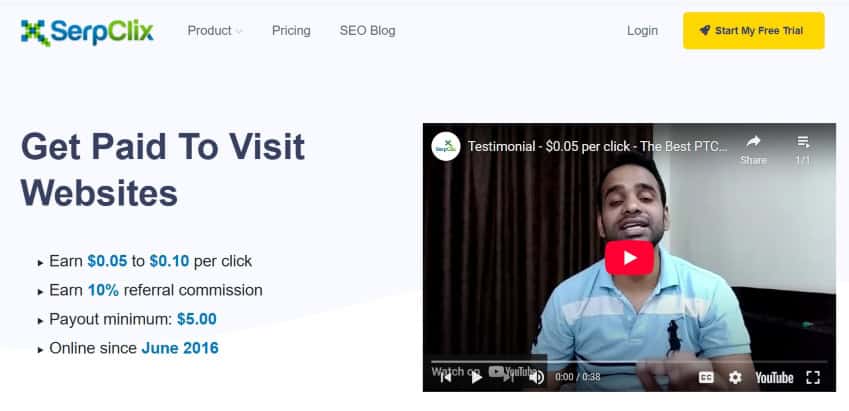 serpclix is one of the lesser-known sites to get paid to search the web
